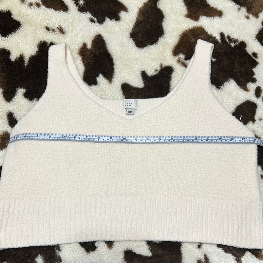 Cream Ribbed Crop Tank Top - Picture 4 of 5
